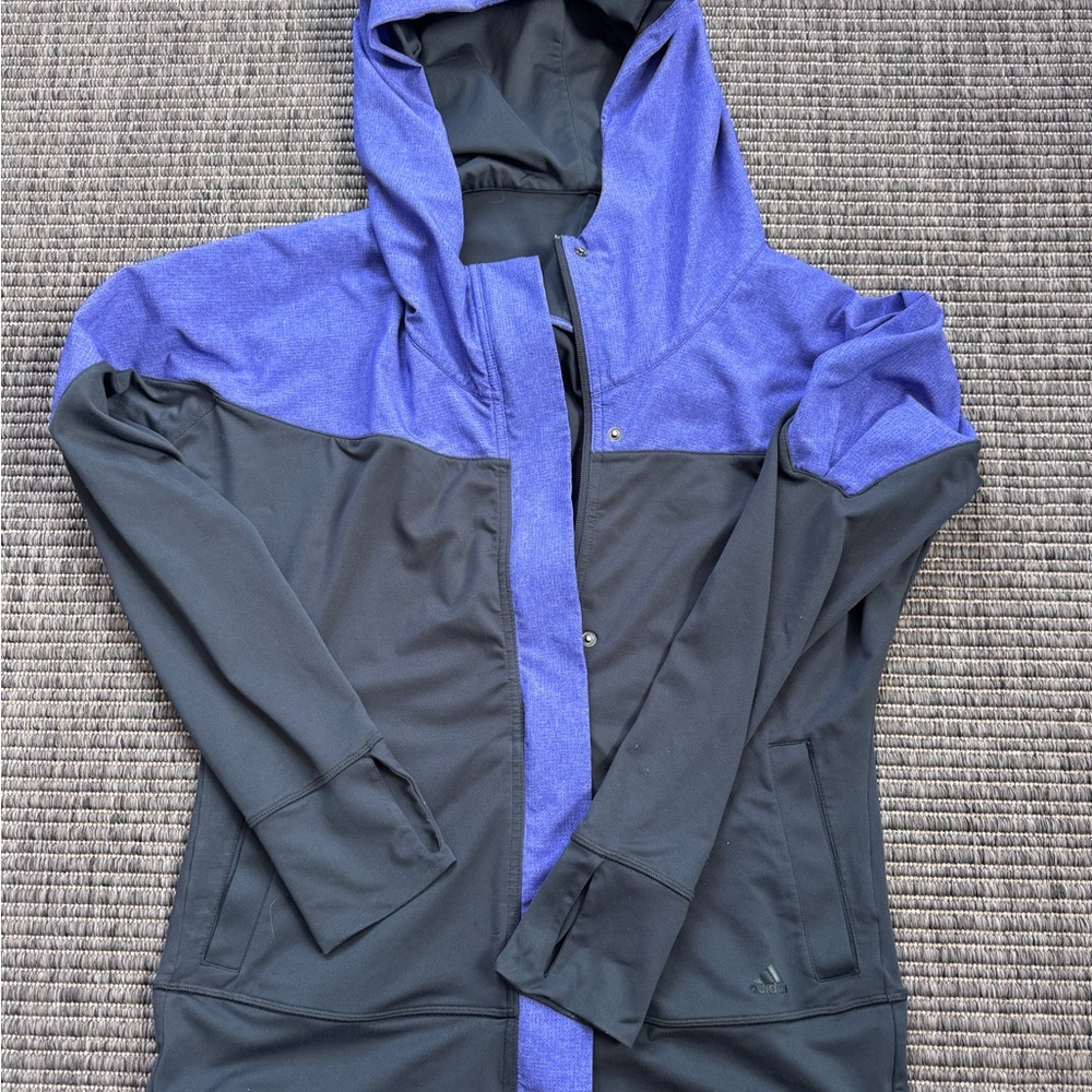 adidas Women's Black and Purple Full Zip Hoodie